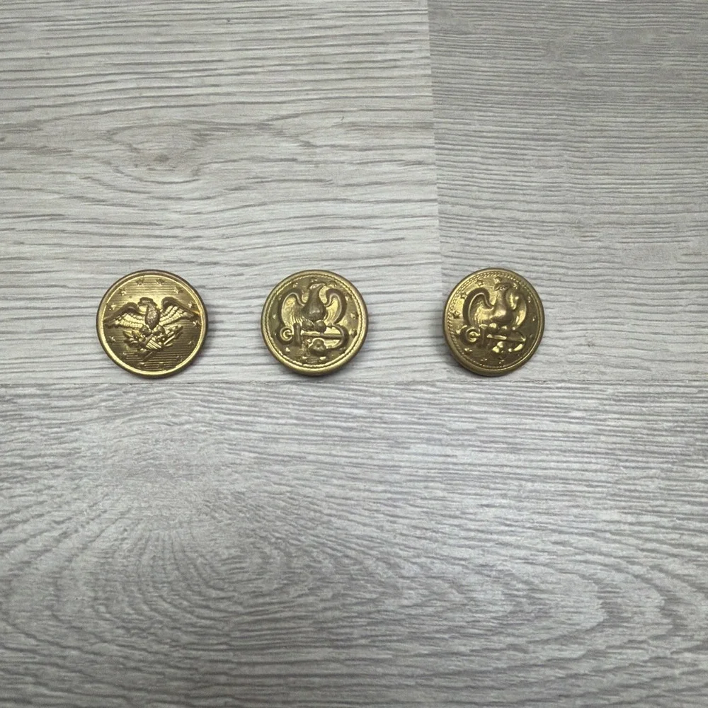 Vintage US Army Eagle Uniform Button‎ Cufflinks Brass Military Lot Of 3